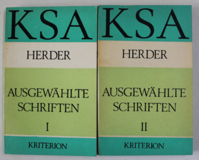 HERDER , AUSGEWAHLTE SCHRIFTEN ( SELECTIE DE SCRIERI ) , TEXT IN LIMBA GERMANA , VOLUMELE I - II , 1982 foto