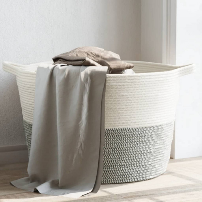 Gossi cos de rufe, gri si alb, &Oslash;60x36 cm, bumbac