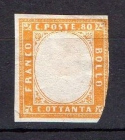 Italy Sardinia 1855 King Viktor Emanuel II 80c brown orange MH AM.451 foto