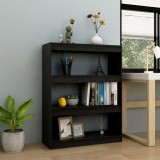 VidaXL Bibliotecă/Separator cameră, negru, 100x30x103 cm, lemn de pin