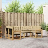 VidaXL Set Canapele Exterior cu Perna, Lemn Acacia, Textilena, Alb Bej