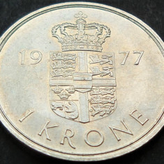 Moneda 1 COROANA - DANEMARCA, anul 1977 *cod 1209 = superba!