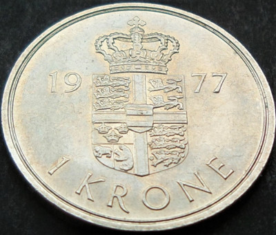 Moneda 1 COROANA - DANEMARCA, anul 1977 *cod 1209 = superba! foto