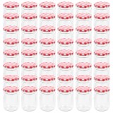 Borcane de sticla pentru gem capac alb si rosu, 48 buc, 230 ml