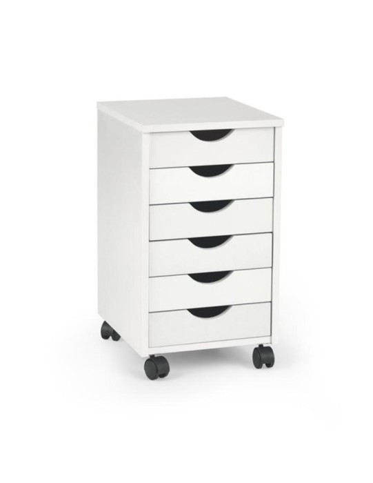 Dulapior rulant HM Simon 2, cu sertare, cu roti, front MDF, alb