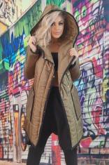 D852-7 Geaca Fashion lunga asimetrica cu gluga
