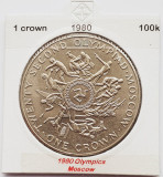 1888 Insula Man 1 crown 1980 Elizabeth II (Olympics) Moscow km 67, Europa