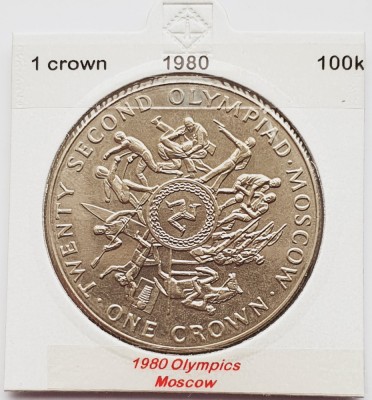 1888 Insula Man 1 crown 1980 Elizabeth II (Olympics) Moscow km 67 foto