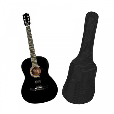 Chitara clasica din lemn 95 cm, clasic black, husa nylon cadou foto