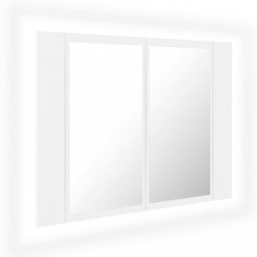 Dulap de baie cu oglindă și LED, alb, 60x12x45 cm