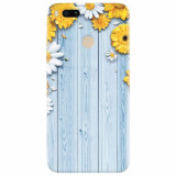Husa silicon pentru Xiaomi Mi A1, Sunflower On Blue Wood