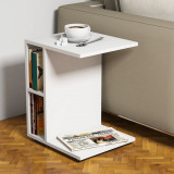 Beistelltisch Br&oslash;rup 57,5 x 45 x 35 cm mit 2 Ablagef&auml;chern und Rollen Wei&szlig; [en.casa] HausGarden Leisure