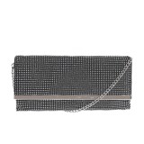 Geanta de seara cu aplicatii stralucitoare si lant fin