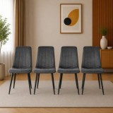Set 4 scaune dining Artool Lava, catifea gri, picioare metal negru