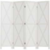 HOMCOM Paravan Interior cu 4 Panouri Pliabile din Lemn, 182x170 cm, Alb | Aosom Romania