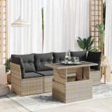 Cumpara ieftin Set canapele de grădină cu perne, 5 piese gri deschis poliratan
