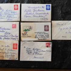 Lot 7 plicuri Liliput circulate anii 1960 cu carti de vizita, stare buna