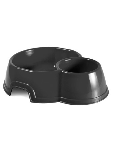 Castron dublu oval din plastic pentru c&acirc;ini și pisici