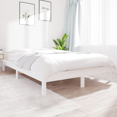 Cadru de pat, alb, 120x200 cm, lemn masiv de pin foto