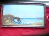 Tablou ulei pe carton - Coasta Cadrilaterului , semnat Stoica..dim.=45,5x23,5cm