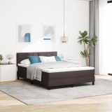 VidaXL Pat cu arcuri cu saltea Maro &icirc;nchis 160 x 200 cm țesătură