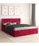 Pat Tapitat Sorin Visiniu + Saltea Lux Ortopedica 180x200cm