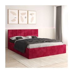 Pat Tapitat Sorin Visiniu + Saltea Lux Ortopedica 180x200cm