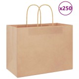 Pungi Hartie Maro 250 Buc cu Manere 32x17x25 cm vidaXL - Sacose Kraft Rezistente, Transport Cadouri, Cumparaturi