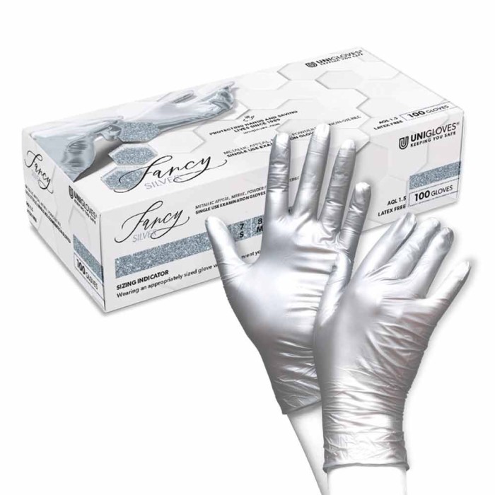 Manusi Nitril Colorate UNIGLOVES Fancy - XS - SILVER