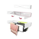 Uscator de rufe retractabil de perete, 95 cm, Indoor/ outdoor, Design decorativ, Economiseste spatiu, Metal si aluminiu, Max 20 kg rufe, Alb