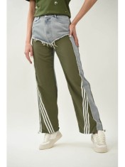 PANTALONI JOGGER COMBINATI DENIM KAKI FORLI S Denim Deschis