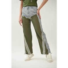 PANTALONI JOGGER COMBINATI DENIM KAKI FORLI S Denim Deschis