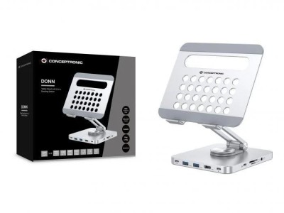 Conceptronic DONN26G Tablet Stand with 8-in-1 USB 3.2 Gen 1 foto