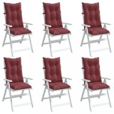 vidaXL Perne scaun cu spătar &icirc;nalt, 6 buc. roșu vin 120x50x7 cm textil 4002375