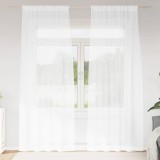 Perdele cu perdele 2 pcs Alb 140 x 245 cm Poliester