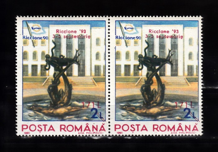 A11 TX9 13 - 1993 - Expozitia Filatelica Riccione, supratipar - perechi de doua