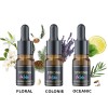Set 3 Uleiuri Esentiale Pentru Difuzor Auto, Floral, Colonie, Oceanic, 100% pure, 10 ml