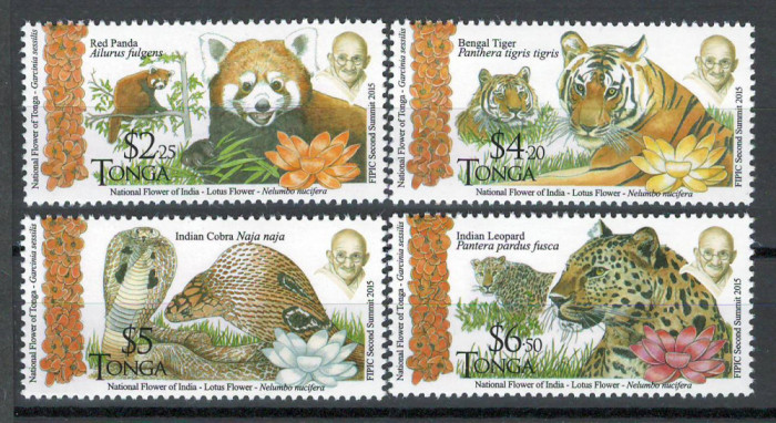 Tonga 2016 Mi 2074/77 - Fauna, flora, Gandhi