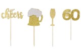 Set de 48 decoratiuni pentru tort, acril, auriu