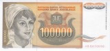 Bancnota Iugoslavia 100.000 Dinari 1993 - P118 UNC