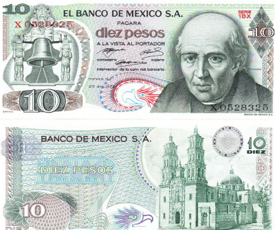 Mexic 10 Pesos 1977 P-63i UNC foto