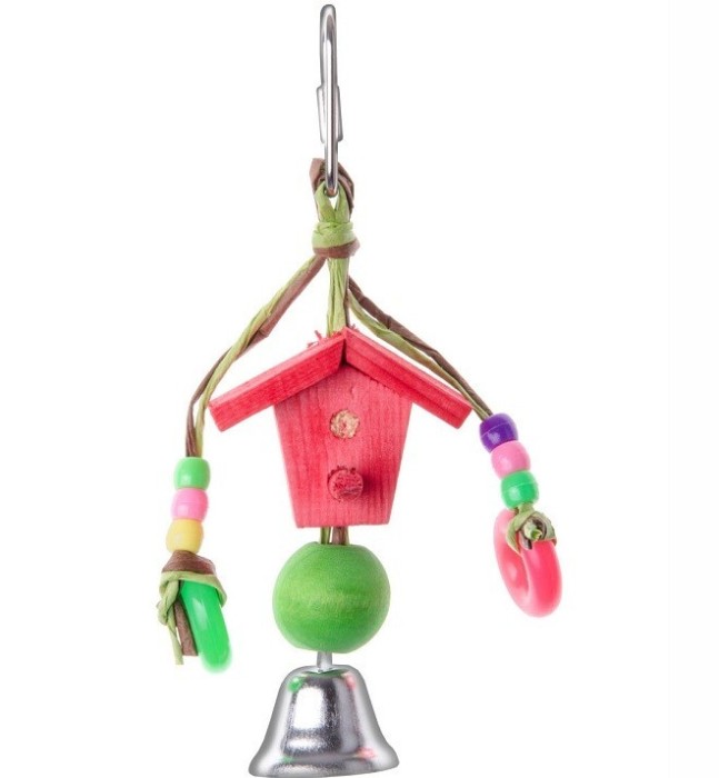 Jucarie casuta &amp; clopotel pt pasari 13 cm