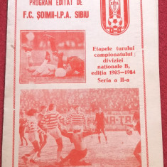 Program fotbal-editat de SOIMII IPA SIBIU (turul div B 1983/1984)seria a II a