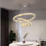 Greelustr Candelabru led HQ-246-W, candelabru modern de sufragerie din cristal cu 3 setari lumini, pandantiv nordic, 3 segmente cerc