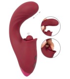 Vibrator Rabbit Javida, Functii de Vibratii, Impingere, Tapare, Silicon, USB, Rosu, 17.8 cm