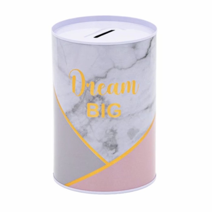 Pusculita metalica, Yupy&reg;, Model &quot;Dream Big/Work Hard&quot;, 10x15 cm, Culoare Roz