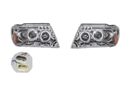 Set faruri tuning JEEP GRAND CHEROKEE (WJ/WG), 05.1999-12.2004, Taiwan, partea stanga+dreapta, Tip=USA; H1+H1; manual; transparent, argintiu; Omologa foto