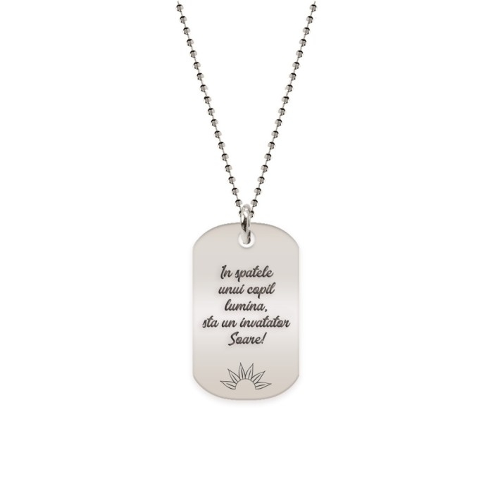 Lantisor personalizat din argint pentru invatatori profesori - orice mesaj