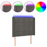 Cumpara ieftin Tablie de pat cu LED, gri inchis, 93x16x118/128 cm, catifea