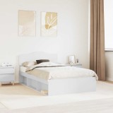 Cumpara ieftin Cadru de pat cu headboard Alb 120 x 190 cm Lemn de pin masiv